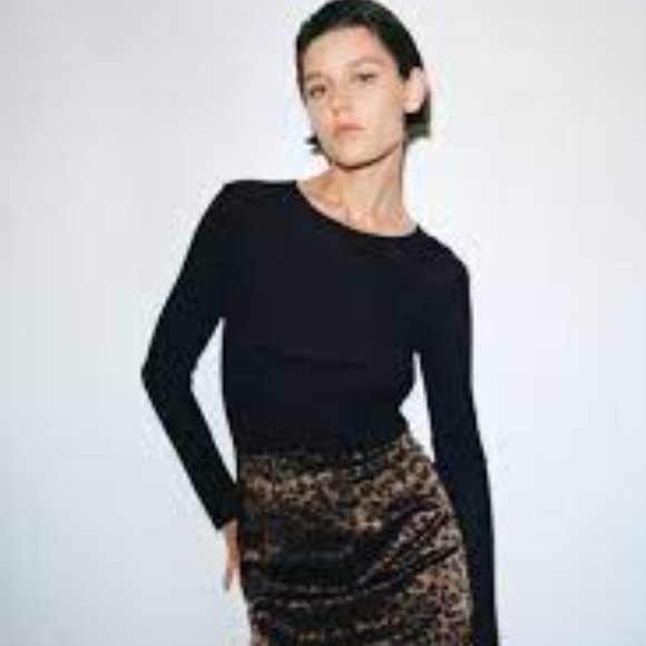 Zara Satin Effect Mini Skirt Leopard Print Women's Size XL - Picture 5 of 13